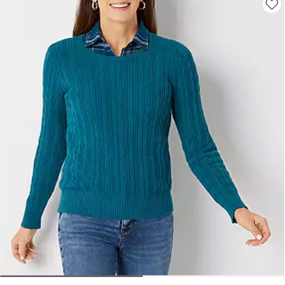 St. John's Bay Womens Crew Neck Long Sleeve Pullover Sweater Teal XXL